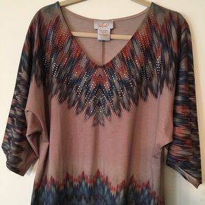 Style-Midnight Velvet Aztec Design Top